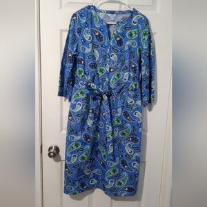 Croft & Barrow Blue and Green Paisley Midi Dress